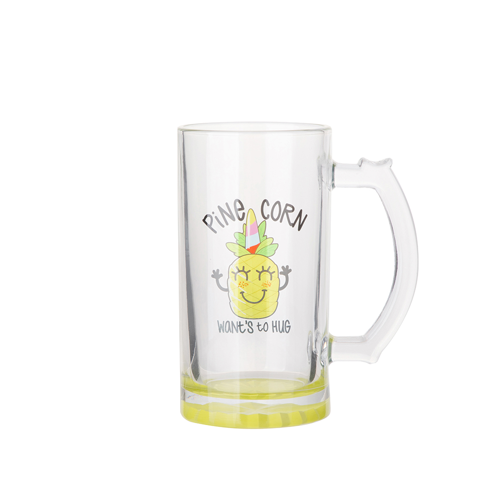 Clear Glass Beer Mug(16oz/480ml,Sublimation Blank,Lemon yellow)