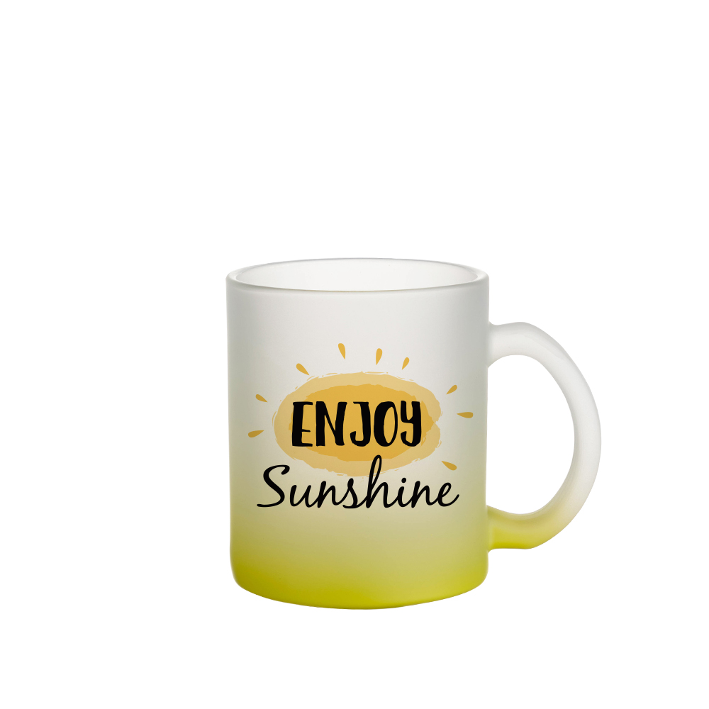 Frosted Glass Mugs Gradient (11oz/330ml,Sublimation Blank,Lemon yellow)