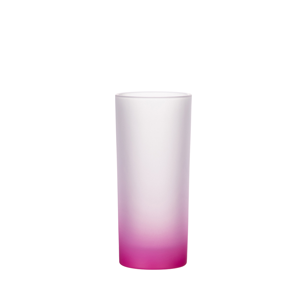 Frosted Glass Mug Gradient Color(10oz/300ml,Sublimation Blank,Rose Red)