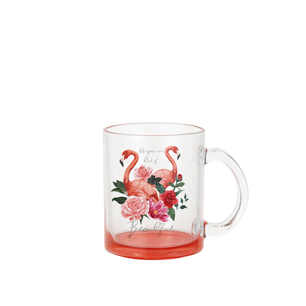 Clear Glass Mugs(11oz/330ml,Sublimation Blank,Red)