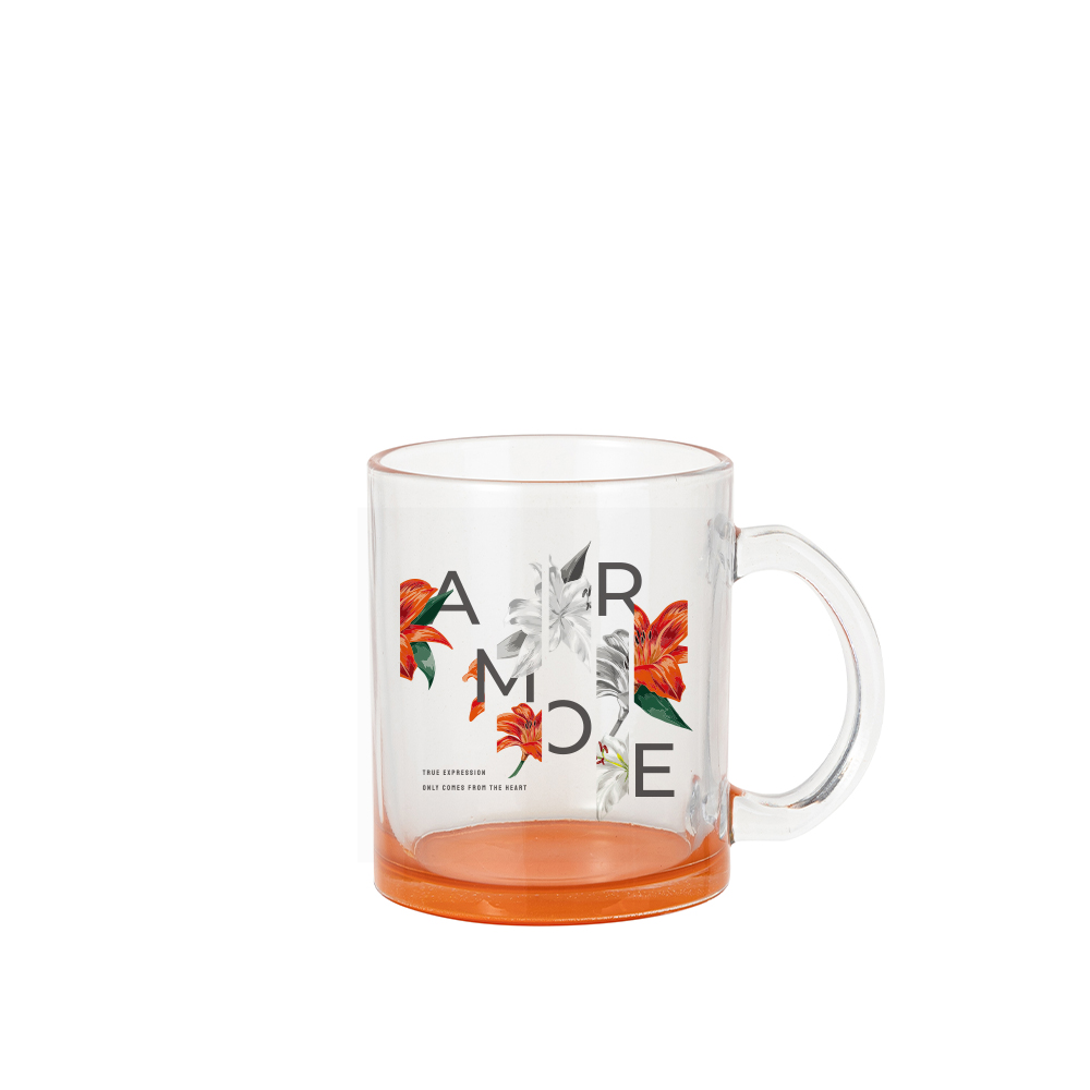Clear Glass Mugs(11oz/330ml,Sublimation Blank,Orange)