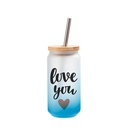 Frosted Glass Mugs Gradient(18oz/550ml,Sublimation Blank,Light Blue)