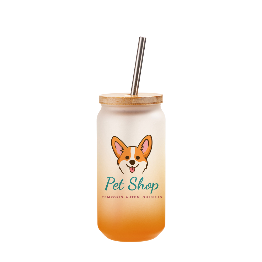 Frosted Glass Mugs Gradient(18oz/550ml,Sublimation Blank,Orange)