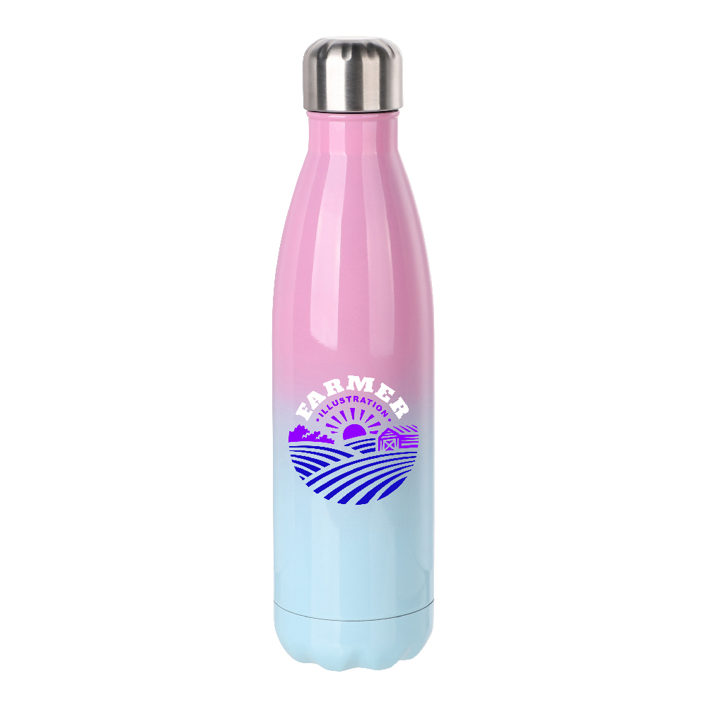 Wave Bottles(17oz/500ml,Sublimation Blank,Pink+Blue)