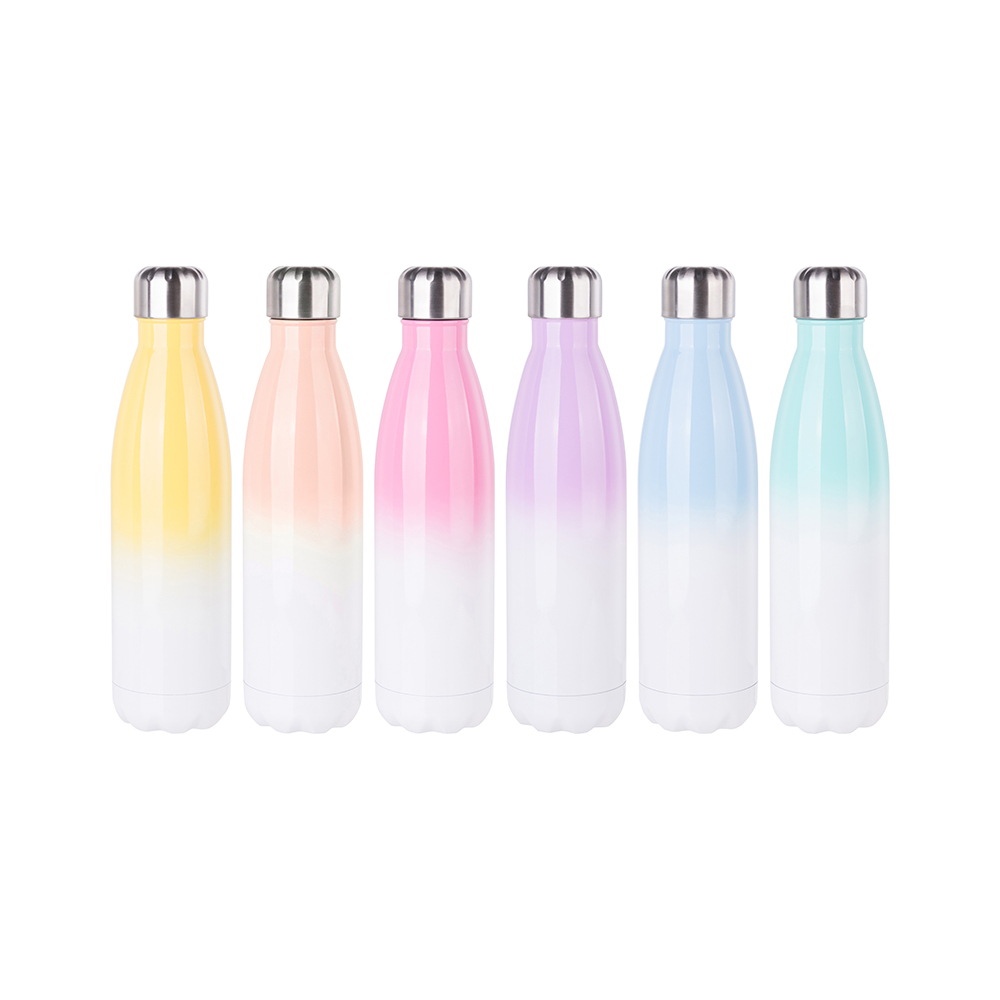 Wave Bottles(17oz/500ml,Sublimation Blank,Pink+White)