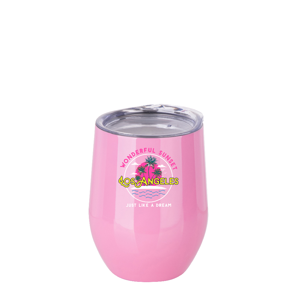 Glossy Stemless(12OZ,Sublimation Blank,Pink)