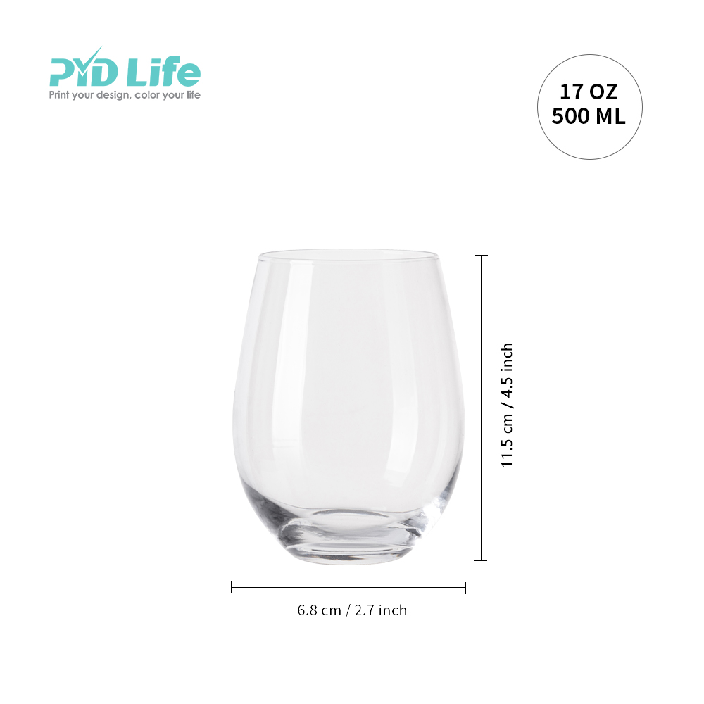 17oz/500ml Stemless Wine Glass(Clear)