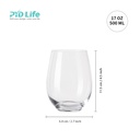 17oz/500ml Stemless Wine Glass(Clear)