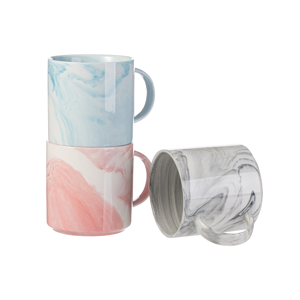 350ml Marble Texture Ceramic Stackable Mug(Pink)