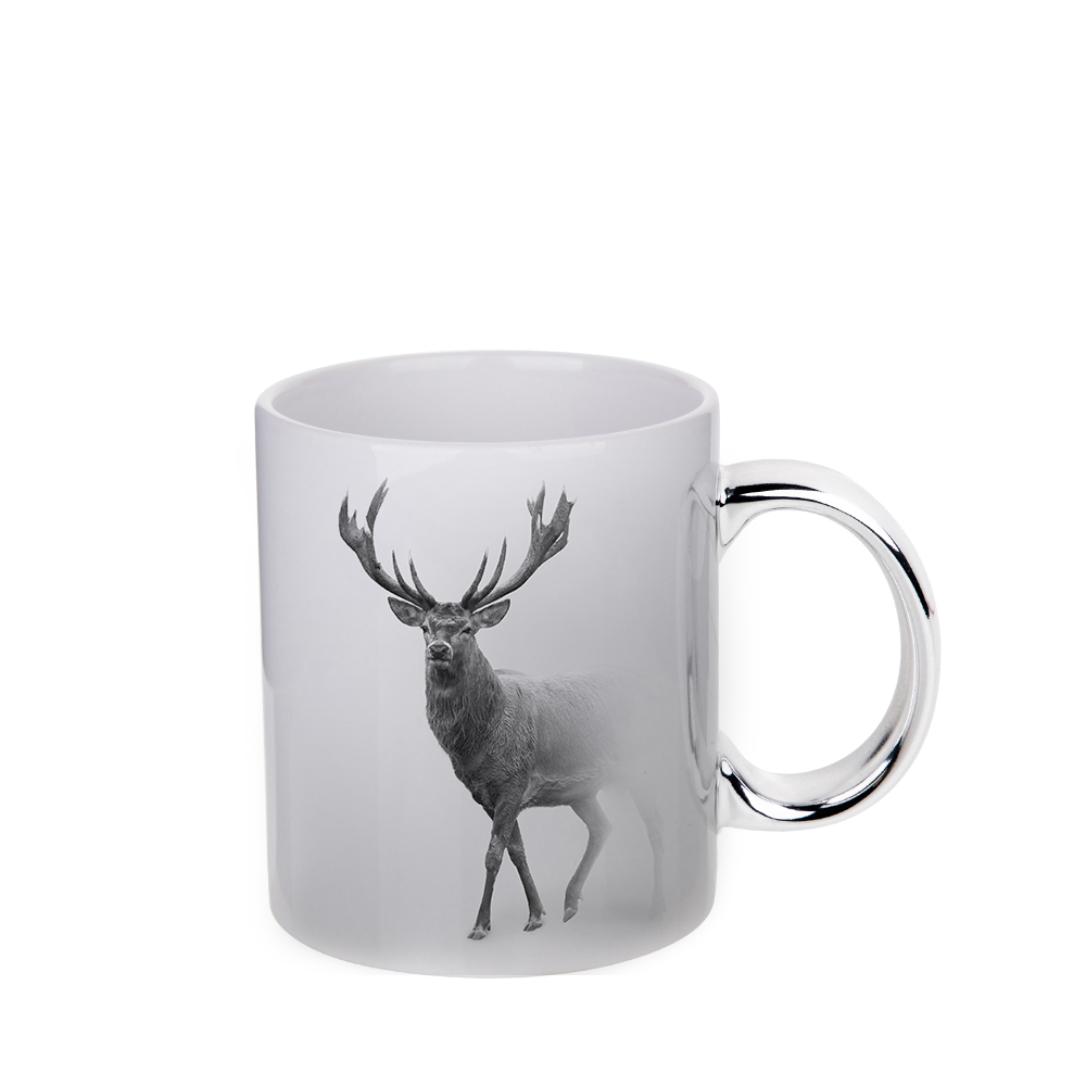 11oz Plated Ceramic Mug (Silver Handle)