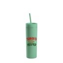16OZ/473ml Double Wall Plastic Mug with Straw &amp; Lid (Light Green, Paint)