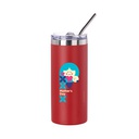 16oz/480ml Stainless Steel Tumbler with Straw &amp; Lid (Powder Coated, Red)