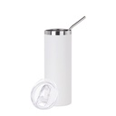 20oz/600ml Stainless Steel Tumbler with Straw &amp; Lid (Powder Coated, White)