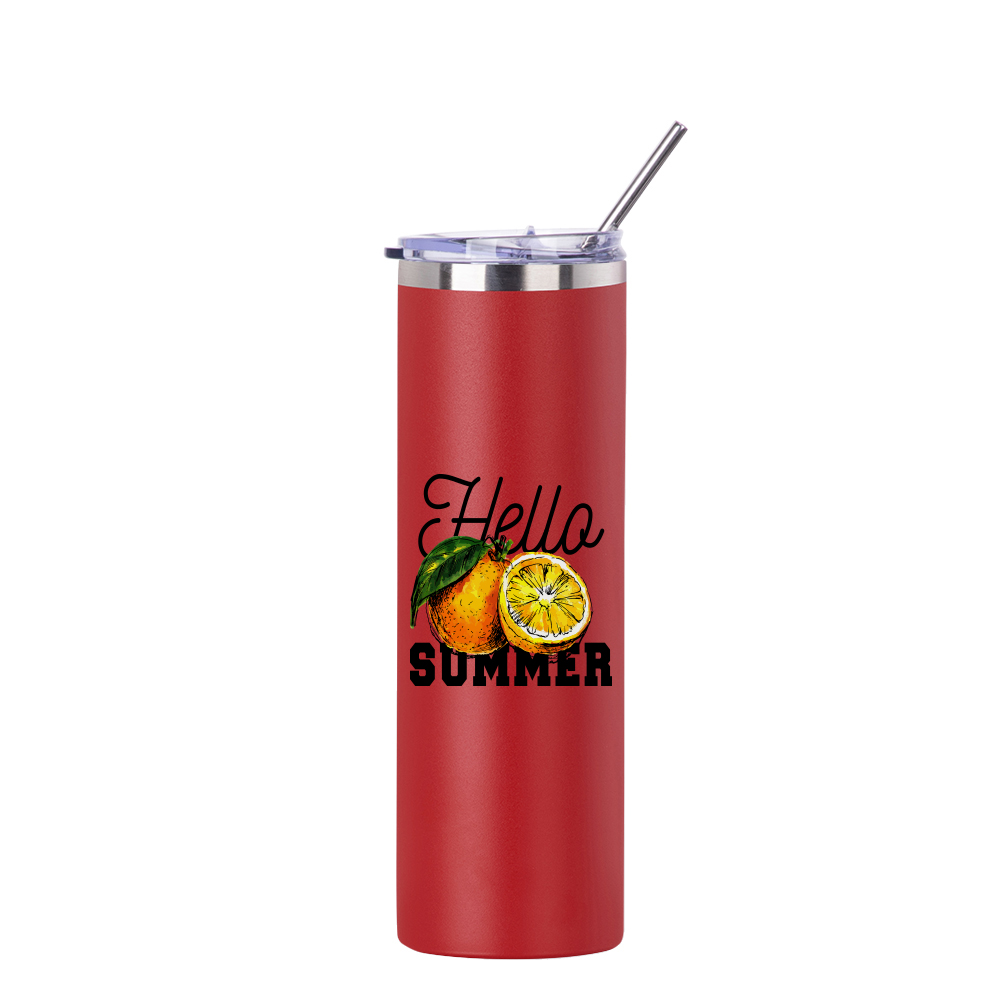 30oz/900ml Stainless Steel Tumbler with Straw &amp; Lid (Powder Coated, Red)