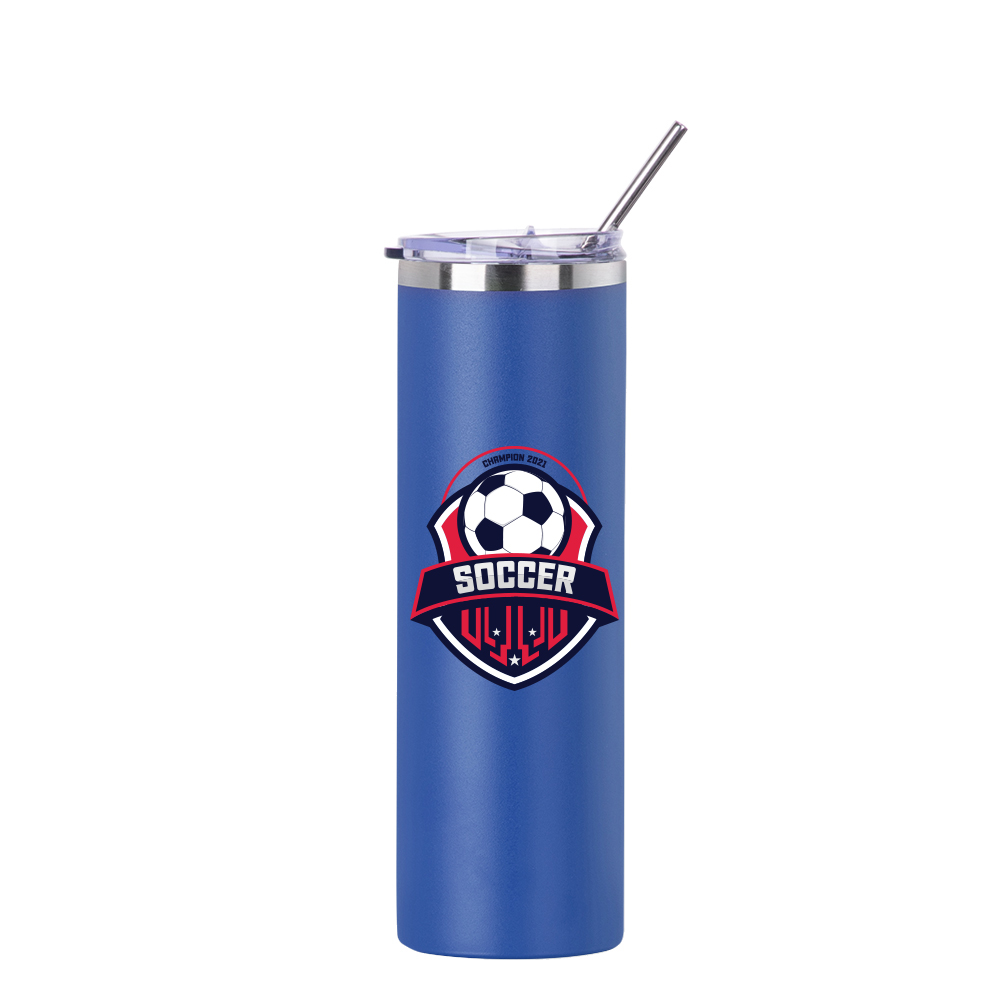 30oz/900ml Stainless Steel Tumbler with Straw &amp; Lid (Powder Coated, Dark Blue)