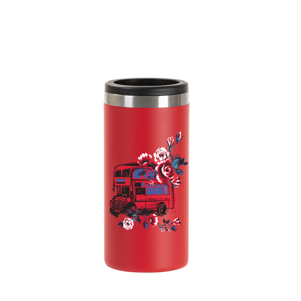12oz/350ml Stainless Steel Slim Can Cooler (Powder Coated, Red)