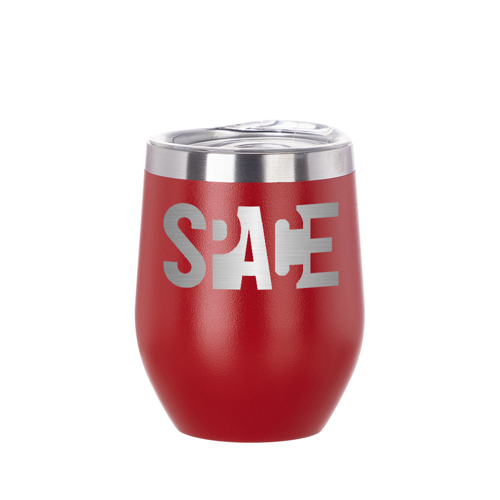 12oz/360ml Stainless Steel Stemless Cup (Powder Coated, Red)