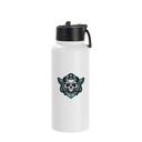 32oz/950ml Stainless Steel Flask with Wide Mouth Straw Lid &amp; Rotating Handle (Powder Coated, White)