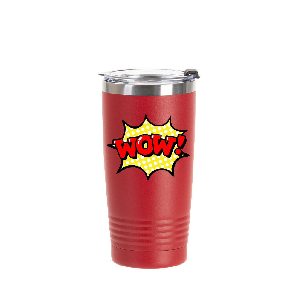 20oz/600ml Stainless Steel Tumbler w/ Ringneck Grip (Powder Coated, Red)