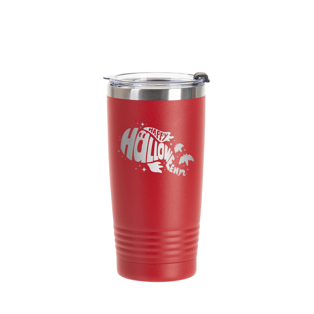20oz/600ml Stainless Steel Tumbler w/ Ringneck Grip (Powder Coated, Red)