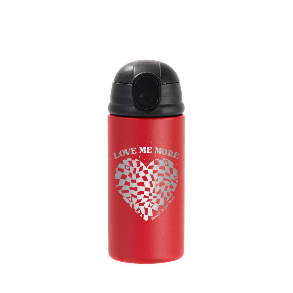 12oz/360ml Kids Stainless Steel Bottle (Powder Coated, Red)
