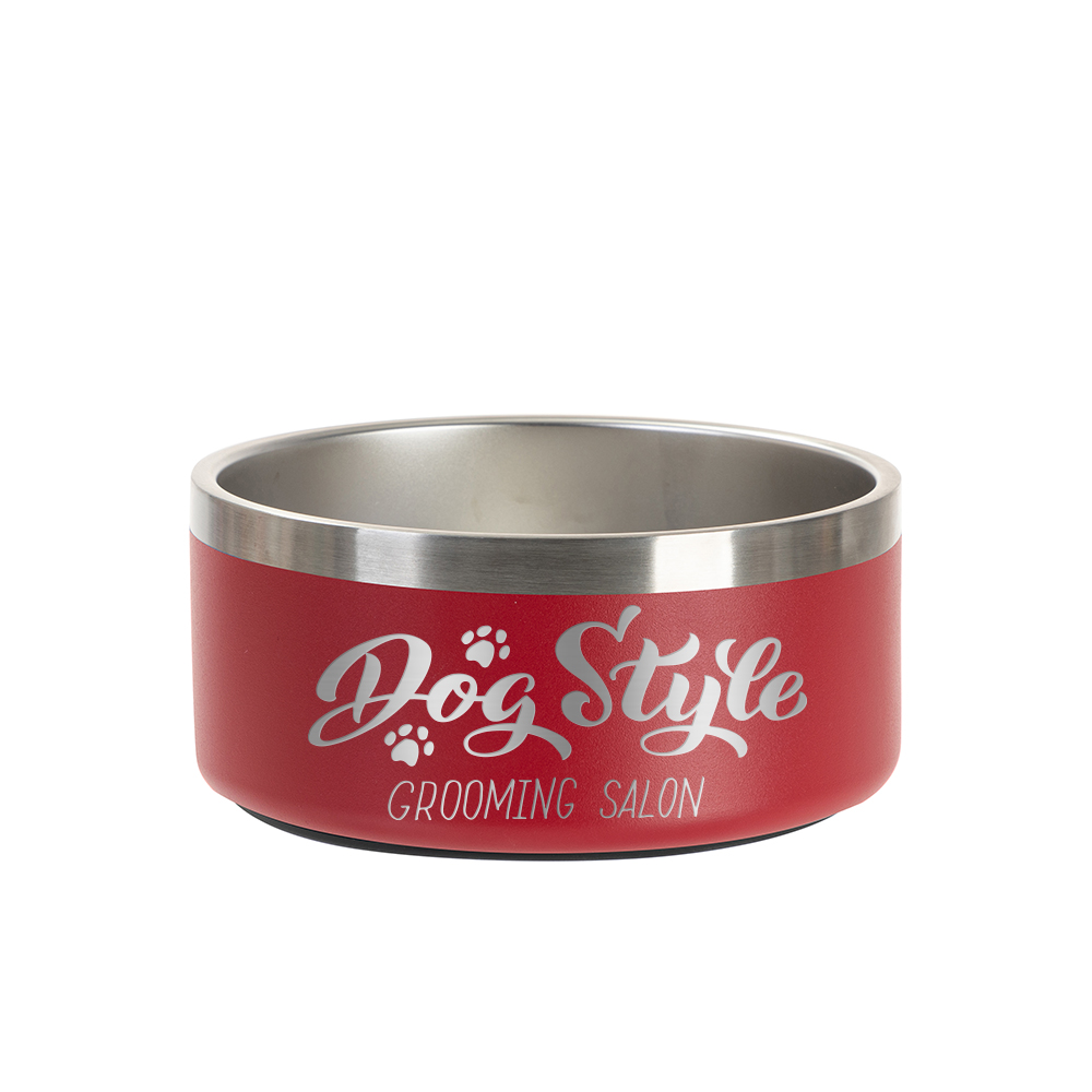 64oz/1900ml Stainless Steel Dog Bowl (Powder Coated, Red)