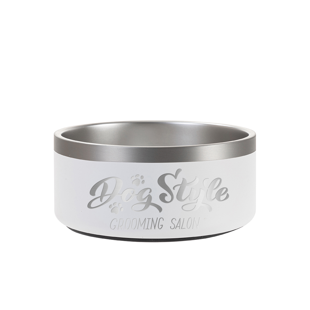 64oz/1900ml Stainless Steel Dog Bowl (Powder Coated, White)