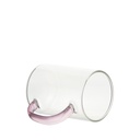 12oz/360ml Glass Mug w/ Pink Handle(Clear)