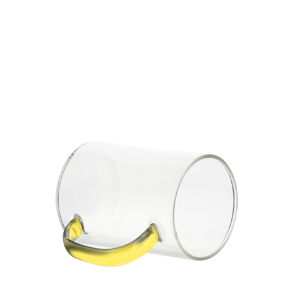 12oz/360ml Glass Mug w/ Yellow Handle(Clear)