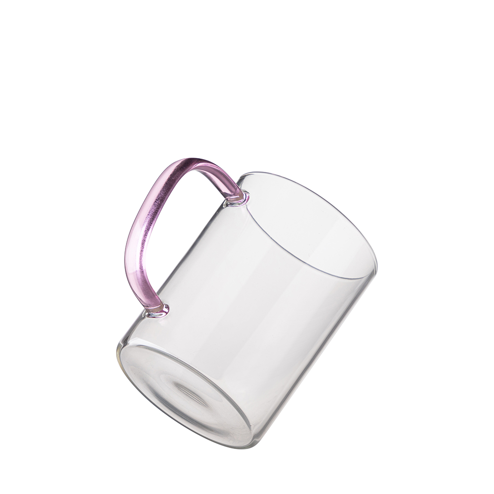 15oz/450ml Glass Mug w/ Pink Handle(Clear)