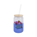 13oz/400ml Cold Color Change Glass Can with Bamboo Lid (Blue)