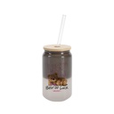 13oz/400ml Thermal Color Change Glass Can with Bamboo Lid (Black)