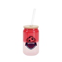 13oz/400ml Thermal Color Change Glass Can with Bamboo Lid (Red)