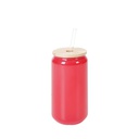 18oz/550ml Thermal Color Change Glass Can with Bamboo Lid (Red)