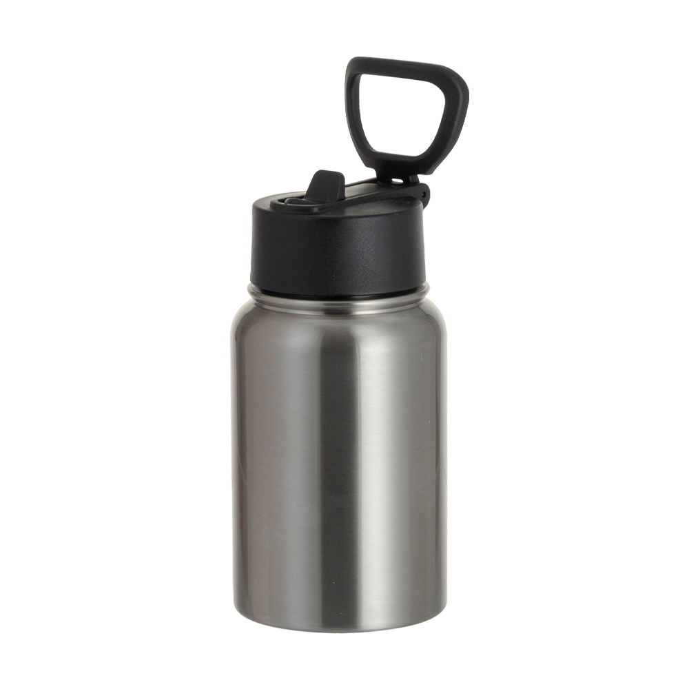 17oz/500ml Stainless Steel Water Bottle w/ Wide Mouth Straw &amp; Portable Lid (Silver)