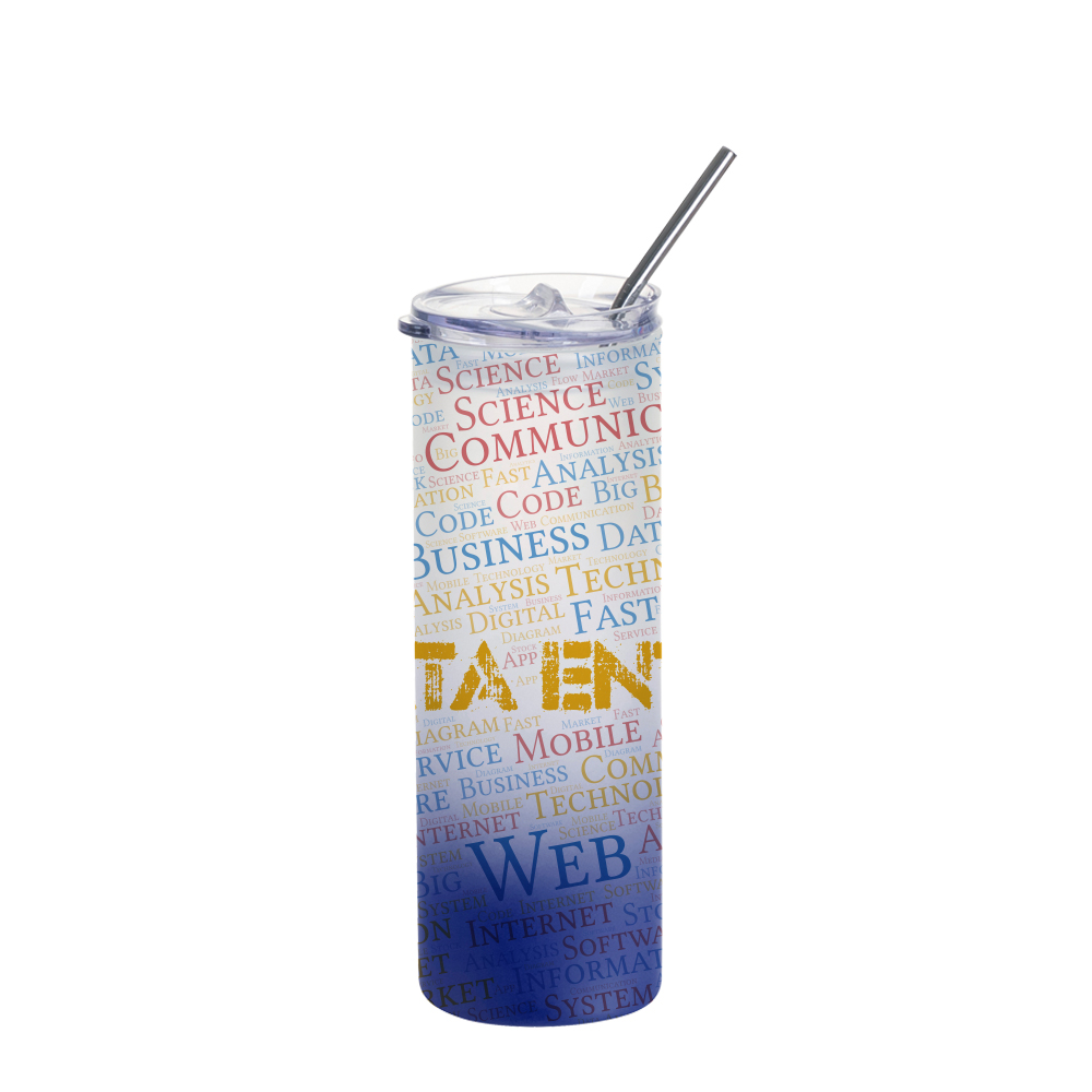 25oz/750ml Glass Skinny Tumbler with Plastic Slide Lid (Frosted, Gradient Dark Blue)