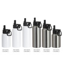 30oz/900ml Stainless Steel Water Bottle w/ Wide Mouth Straw &amp; Portable Lid (Silver)