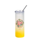 25oz/750ml Glass Skinny Tumbler with Plastic Slide Lid (Frosted, Gradient Yellow)