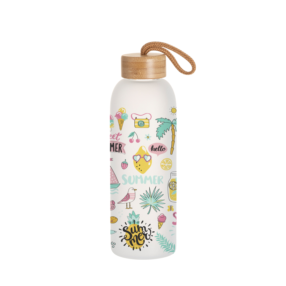 25oz/750ml Frosted Glass Bottle w/ Bamboo Lid