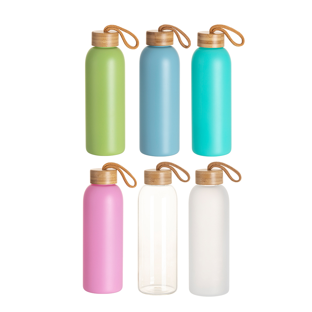 25oz/750ml Frosted Glass Bottle w/ Bamboo Lid (Mint Green)