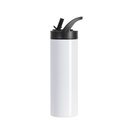 20oz/600ml Stainless Steel Skinny Tumbler with Black Portable Straw Lid(White)