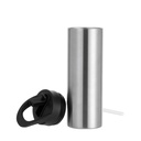 20oz/600ml Stainless Steel Skinny Tumbler with Black Portable Straw Lid(Silver)