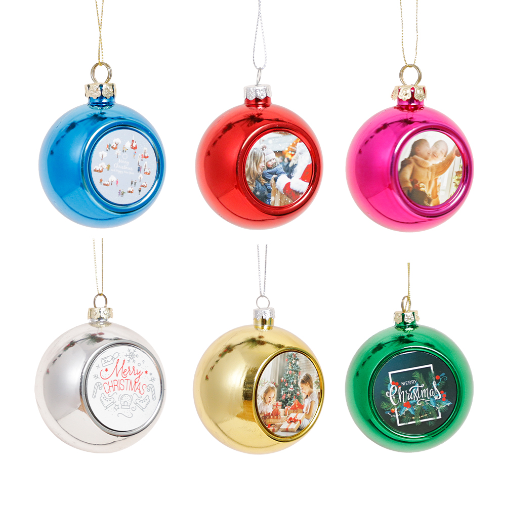 8cm Plastic Christmas Ball Ornament with dyesub insert