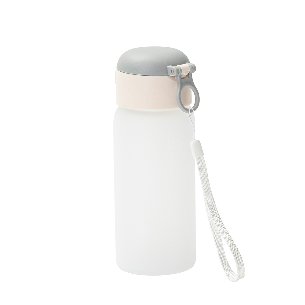 15oz/450ml Frosted Glass Kid Bottle with Pop Lid (Gray)