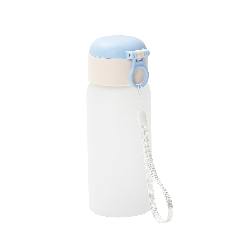 15oz/450ml Frosted Glass Kid Bottle with Pop Lid (Light Blue)