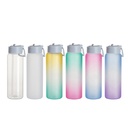 25oz/750ml Frosted Glass Sports Bottle w/ Blue Straw Lid (Gradient Color Pink &amp; Blue)