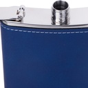 8oz/240ml Stainless Steel Flask with PU Cover(Blue W/ Silver)