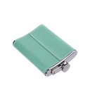 8oz/240ml Stainless Steel Flask with PU Cover(Teal W/ Black)