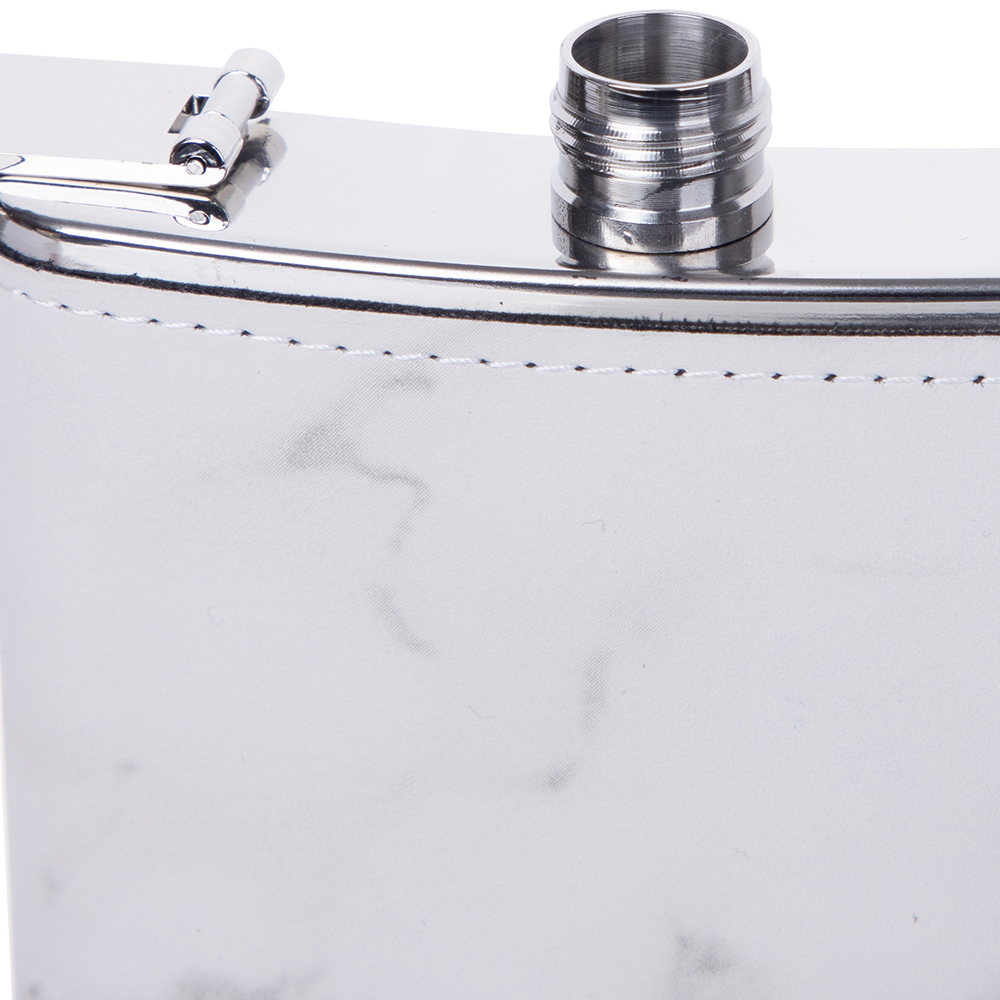 8oz/240ml Stainless Steel Flask with PU Cover(Marbling W/ Gold)