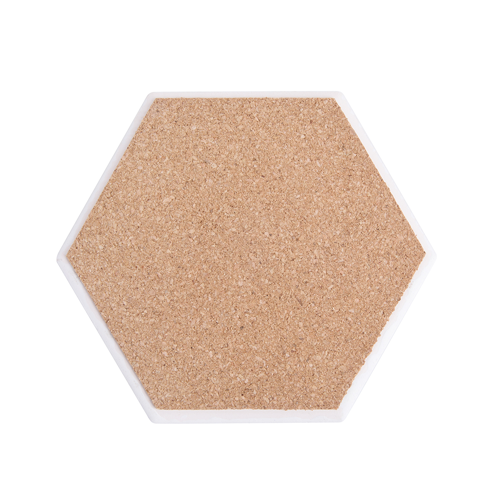 Hexagonal Ceramic Coaster w/ Cork 10.8cm
